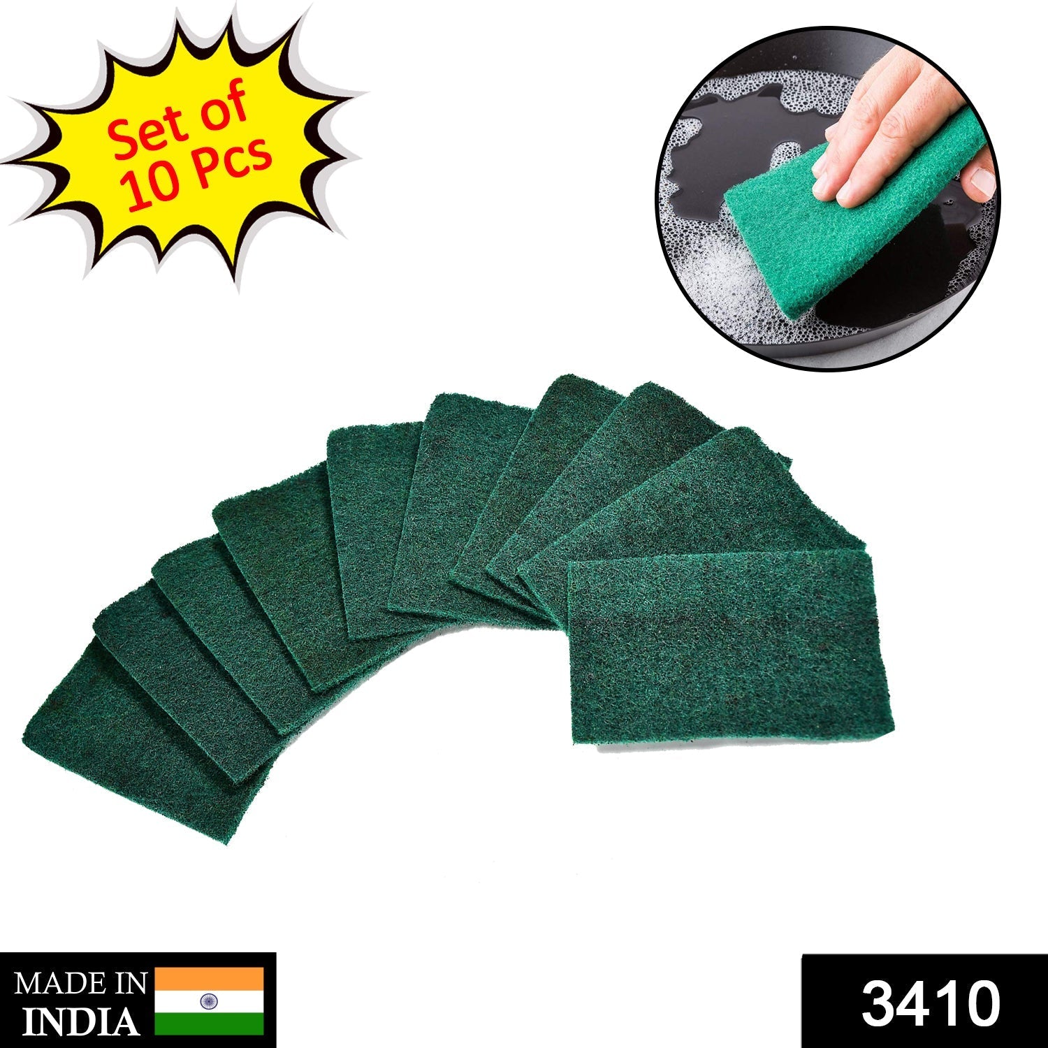 Scrub Sponge Cleaning Pads Aqua Green  10PCS