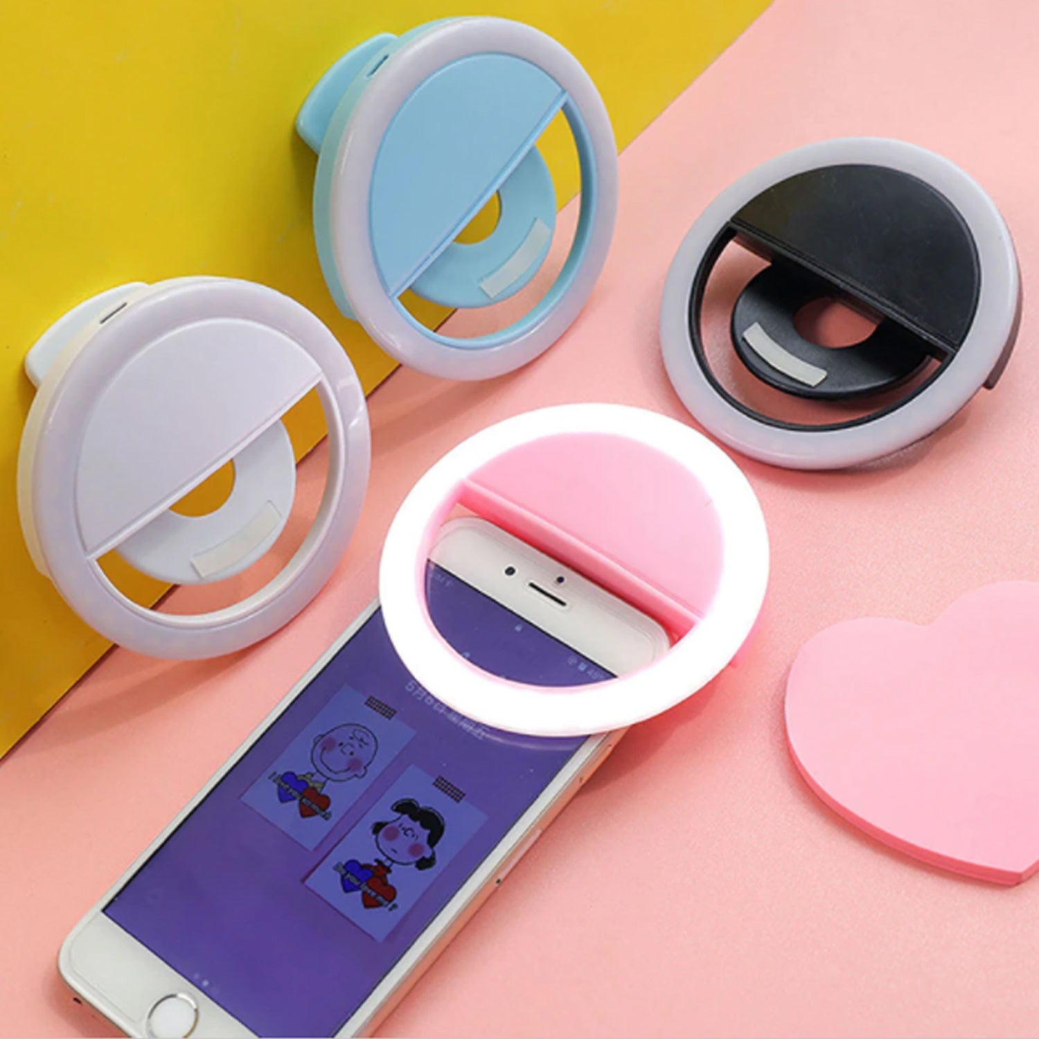 Selfie Ring Light used for applying bright shade over face during taking selfies and making videos etc.