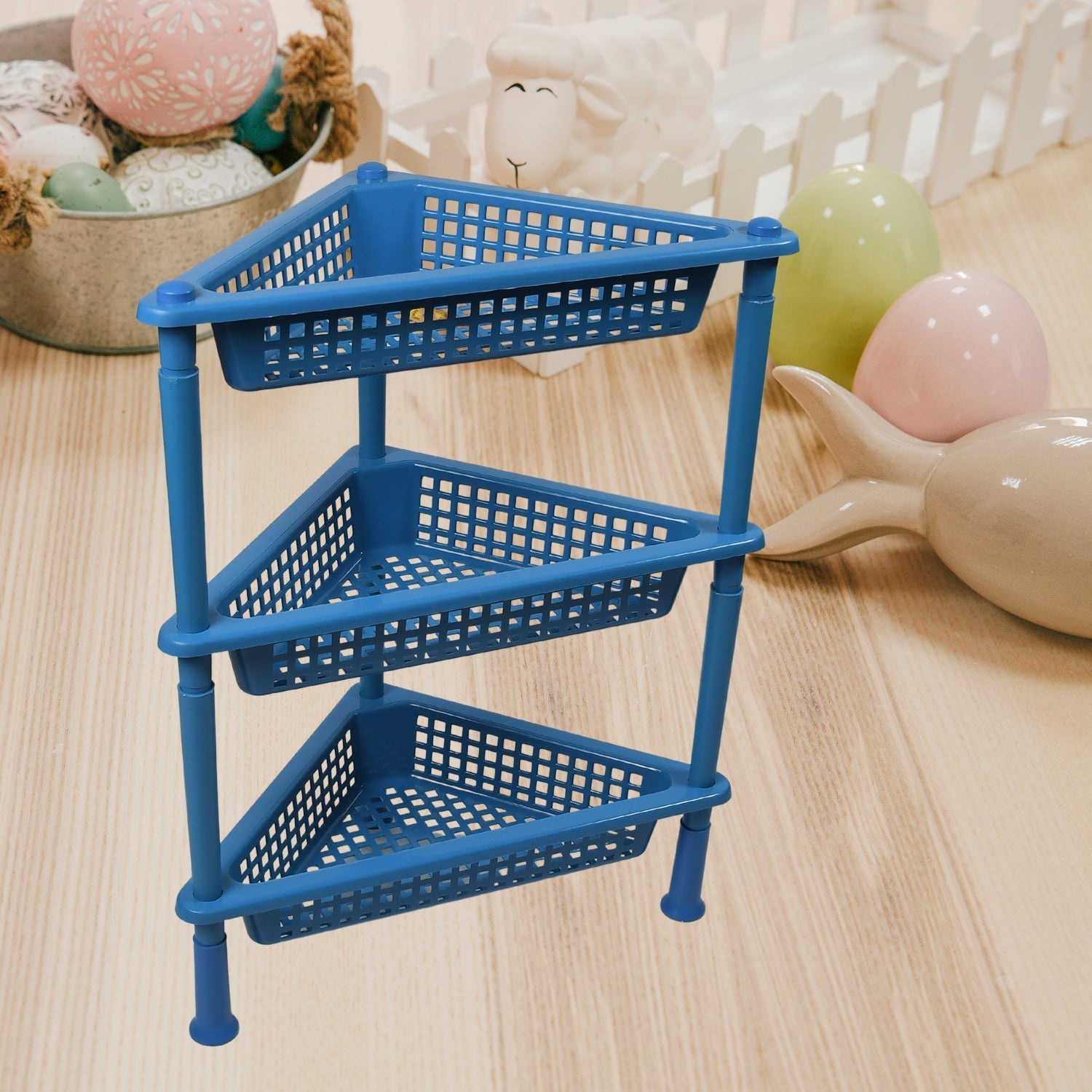 Triangle Storage Plastic 3-Tier  Rack Shelf For Kitchen, Living Room, Bathroom, Office