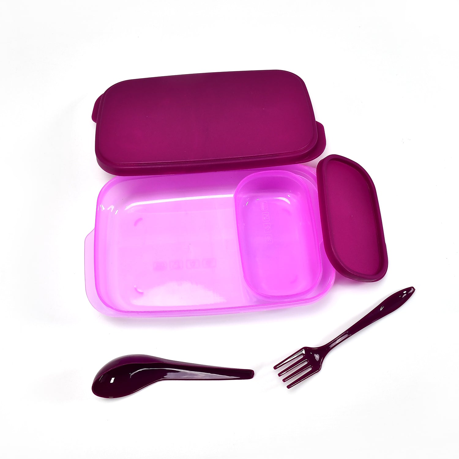 Unbreakable Divine Leak Proof Plastic Lunch Box Food Grade Plastic BPA-Free 2 Containers with Spoon