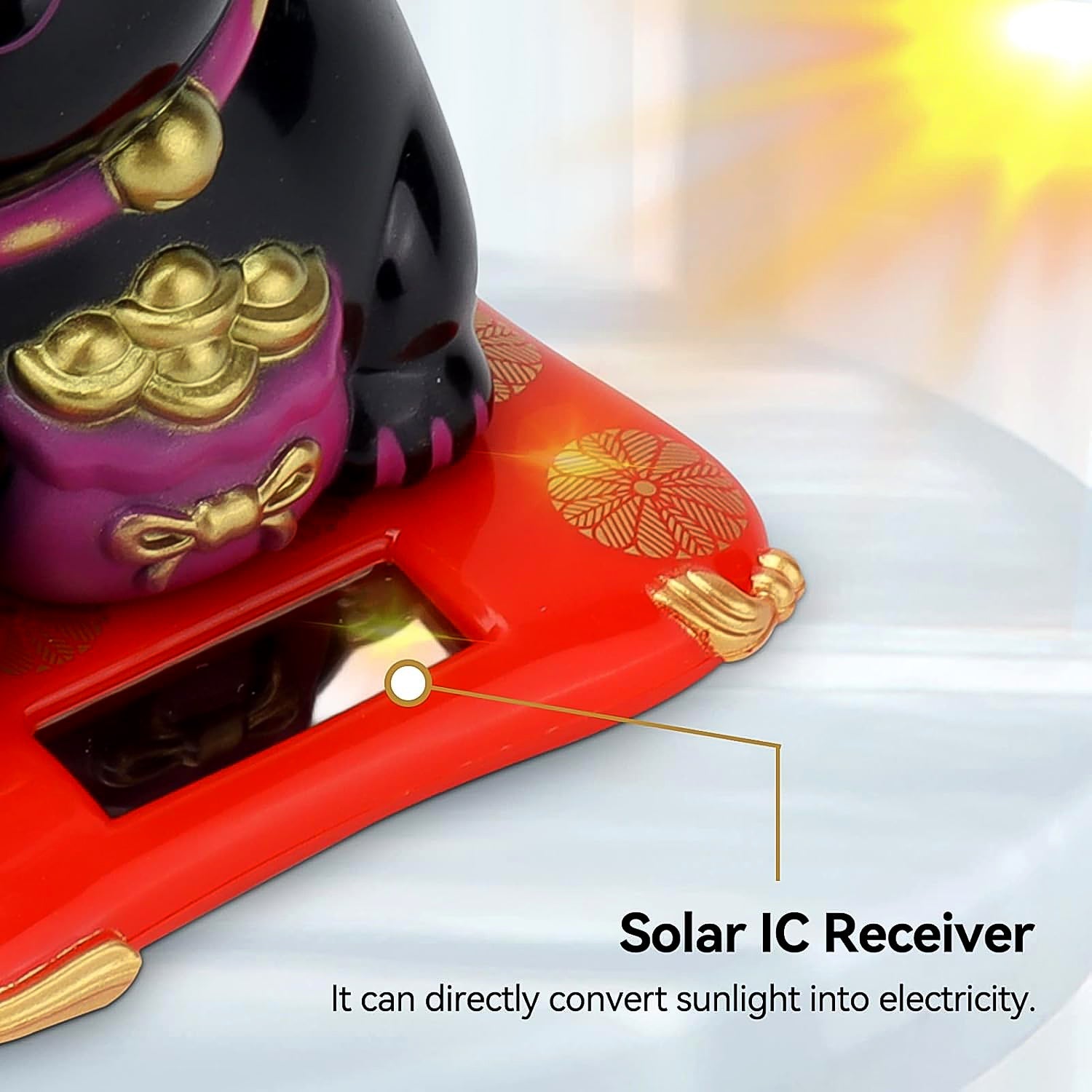 Solar Powered Happy Cat Beautiful with Arm Waves Wealth Cat (1 Pc / Mix Color)