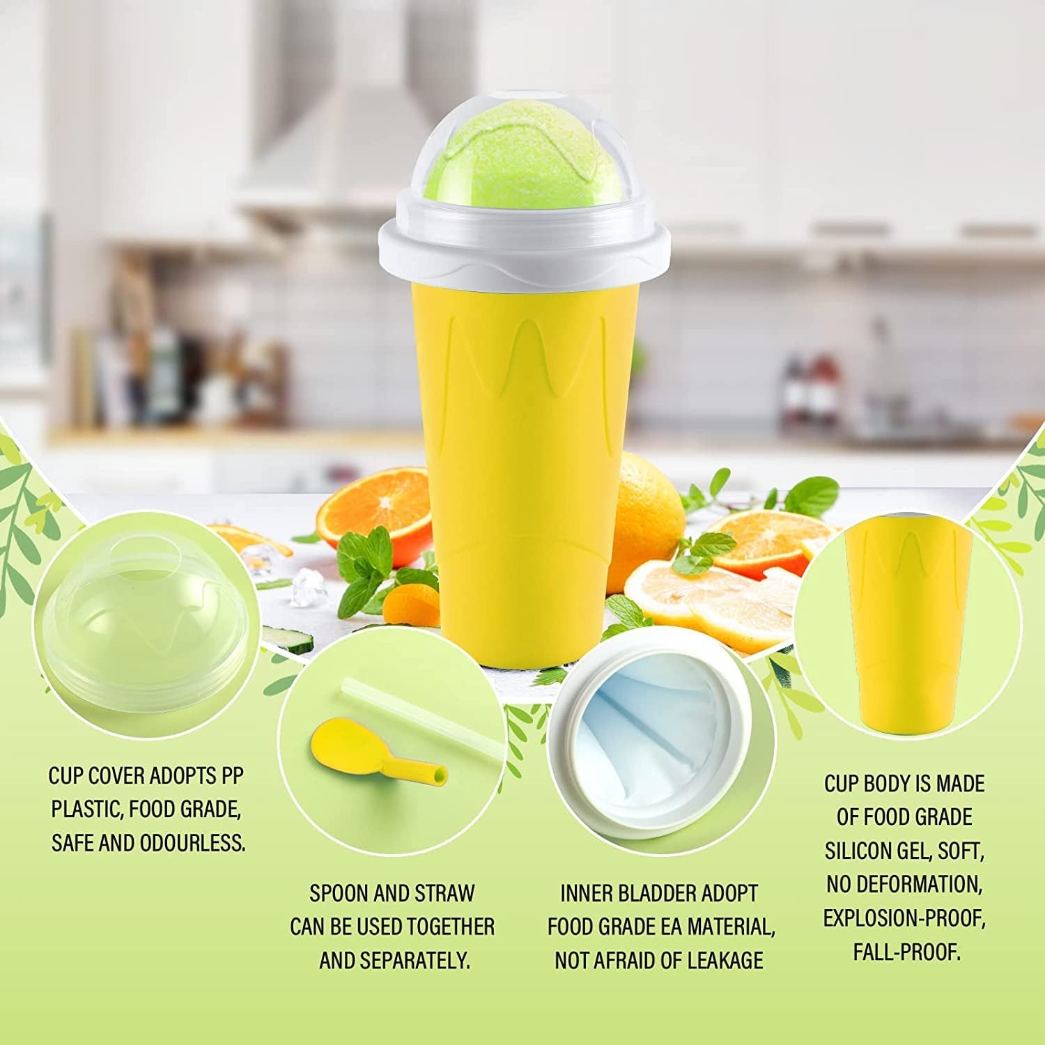 Smoothies Maker Cup, Magic Quick Frozen Smoothies Cup Cooling Cup Double Layer Squeeze Cup Slushy Maker (1 Pc)