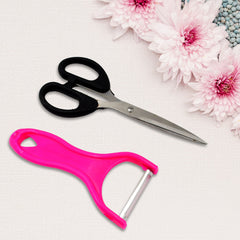 Stainless Steel Kitchen Scissors & Multipurpose Peeler (2 Pc Set / Mix Design Scissor & Peeler)