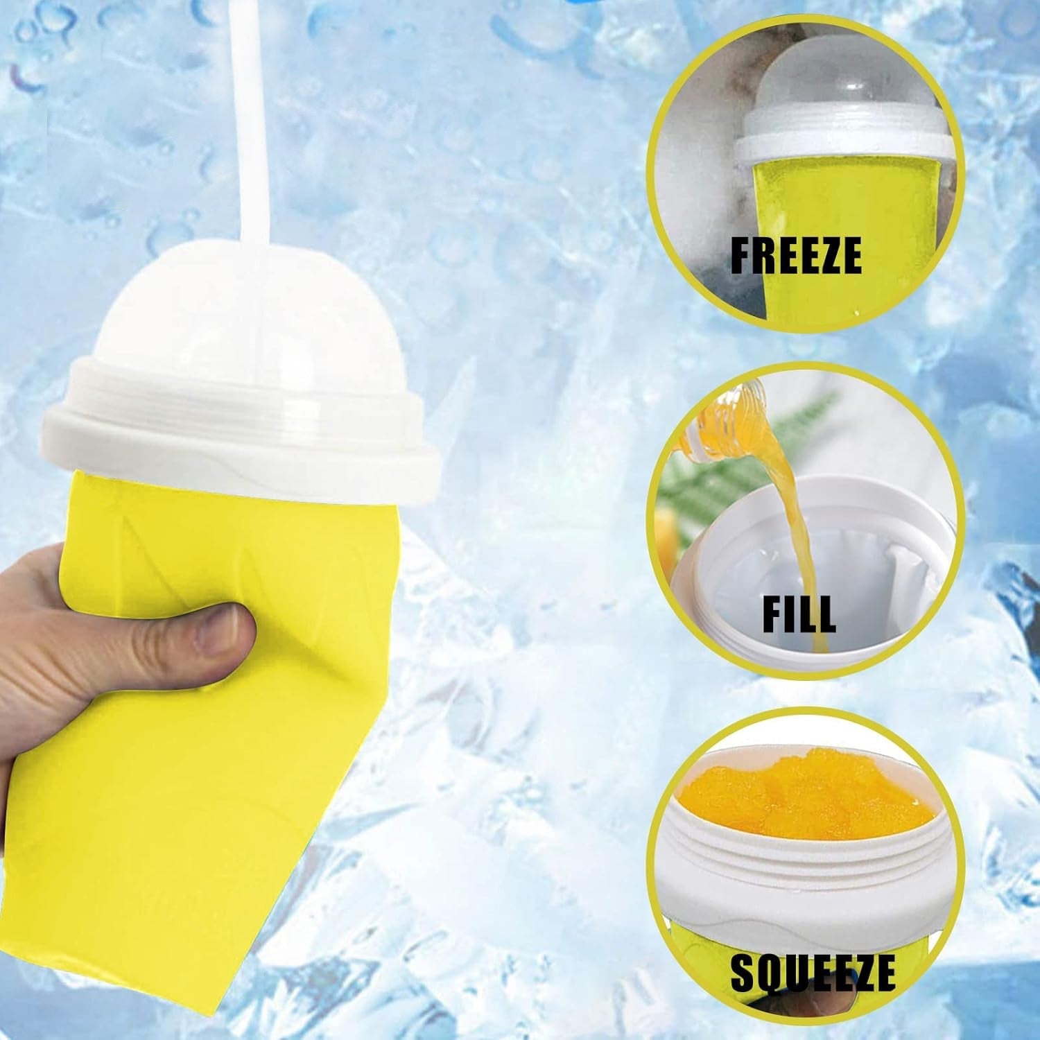 Smoothies Maker Cup, Magic Quick Frozen Smoothies Cup Cooling Cup Double Layer Squeeze Cup Slushy Maker (1 Pc)