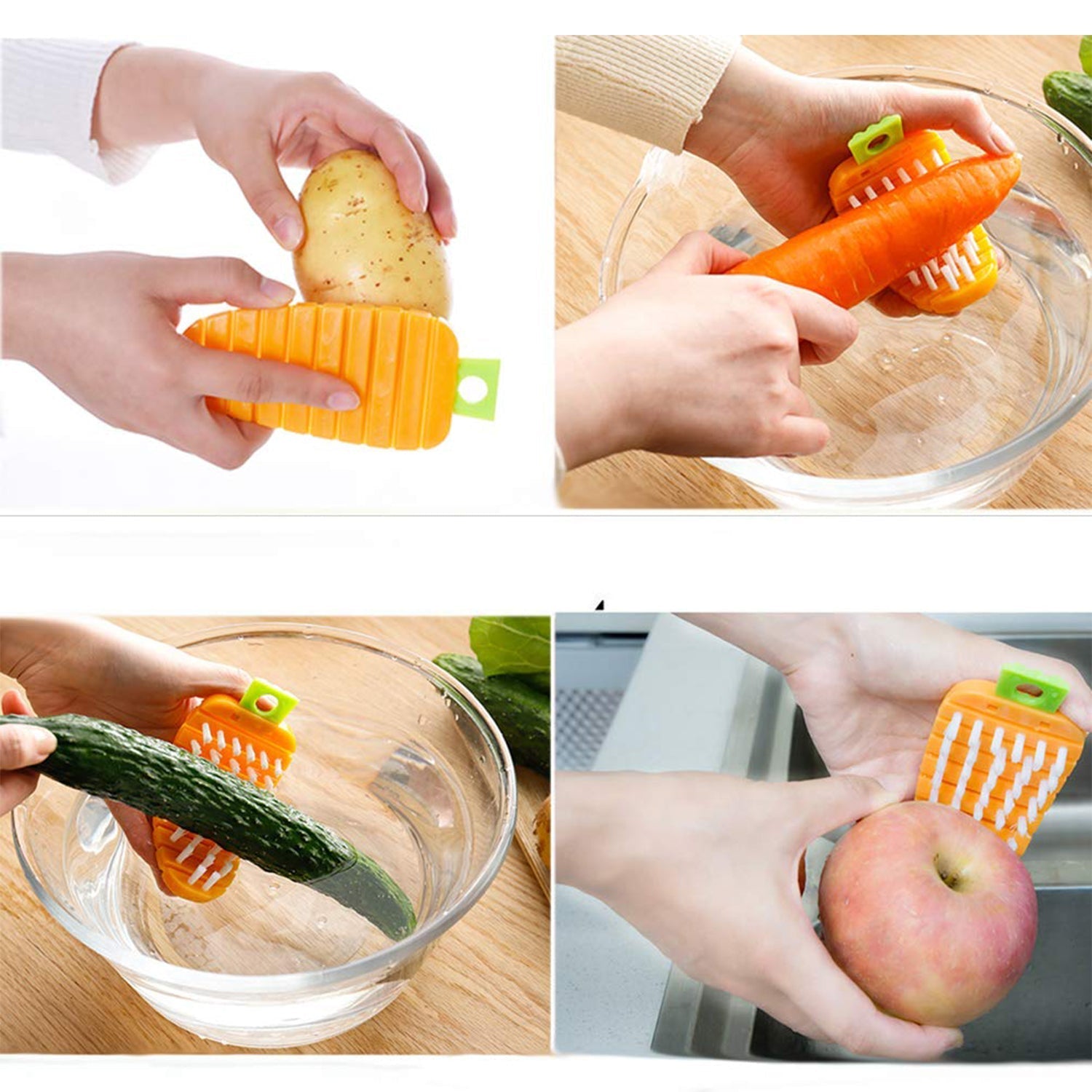 Vegetable Scrubbing Brush, Vegetable Scrubber Non‑Toxic Fruit Brush Carrot Shape Vegetable Brush for Potato for Vegetable