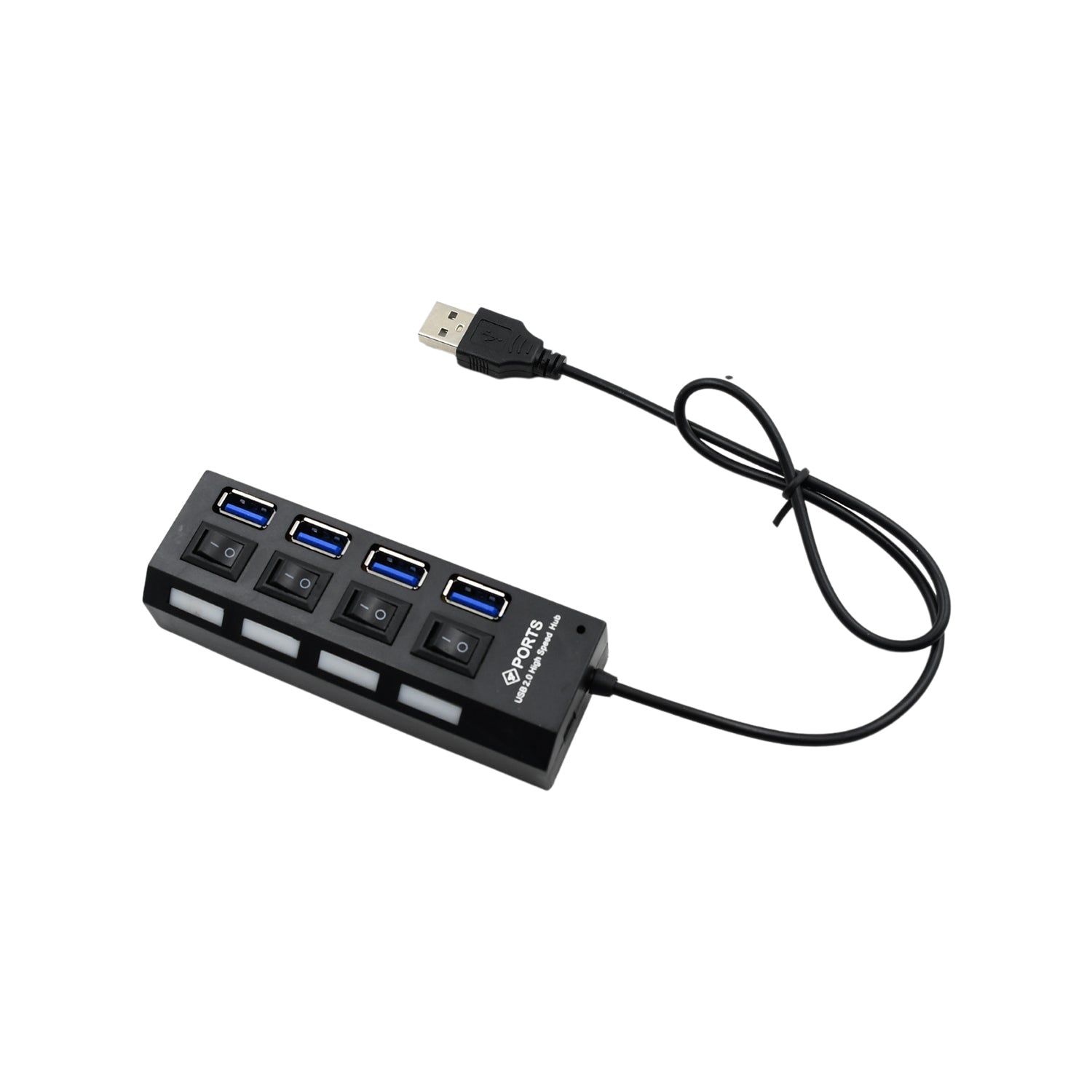 4 Port USB, HUB USB 2.0 HUB Splitter High Speed with On/Off Switch Multi LED Adapter Compatible with Tablet Laptop Computer Notebook