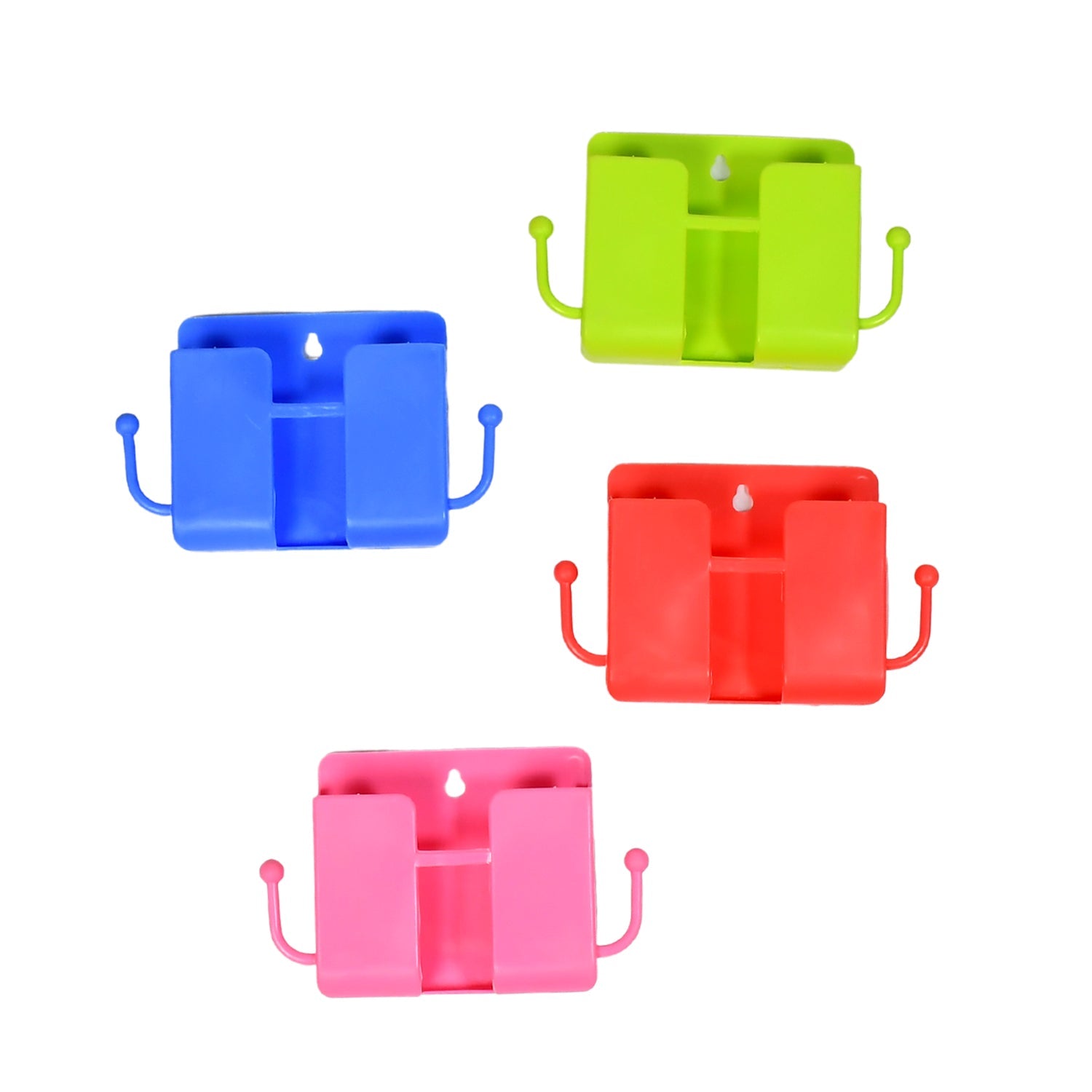 Wall Mounted Storage Box / Remote Storage Organizer Case with 2 Side Hanging Hooks (4 Pcs Set)