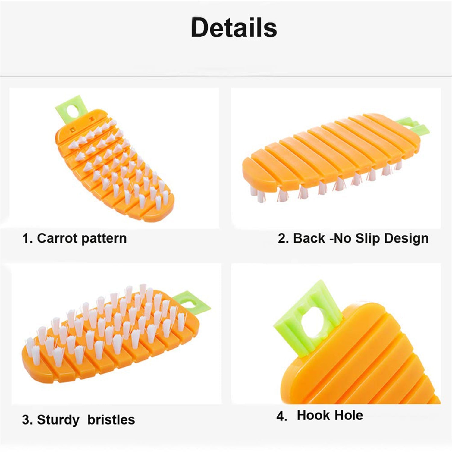 Vegetable Scrubbing Brush, Vegetable Scrubber Non‑Toxic Fruit Brush Carrot Shape Vegetable Brush for Potato for Vegetable