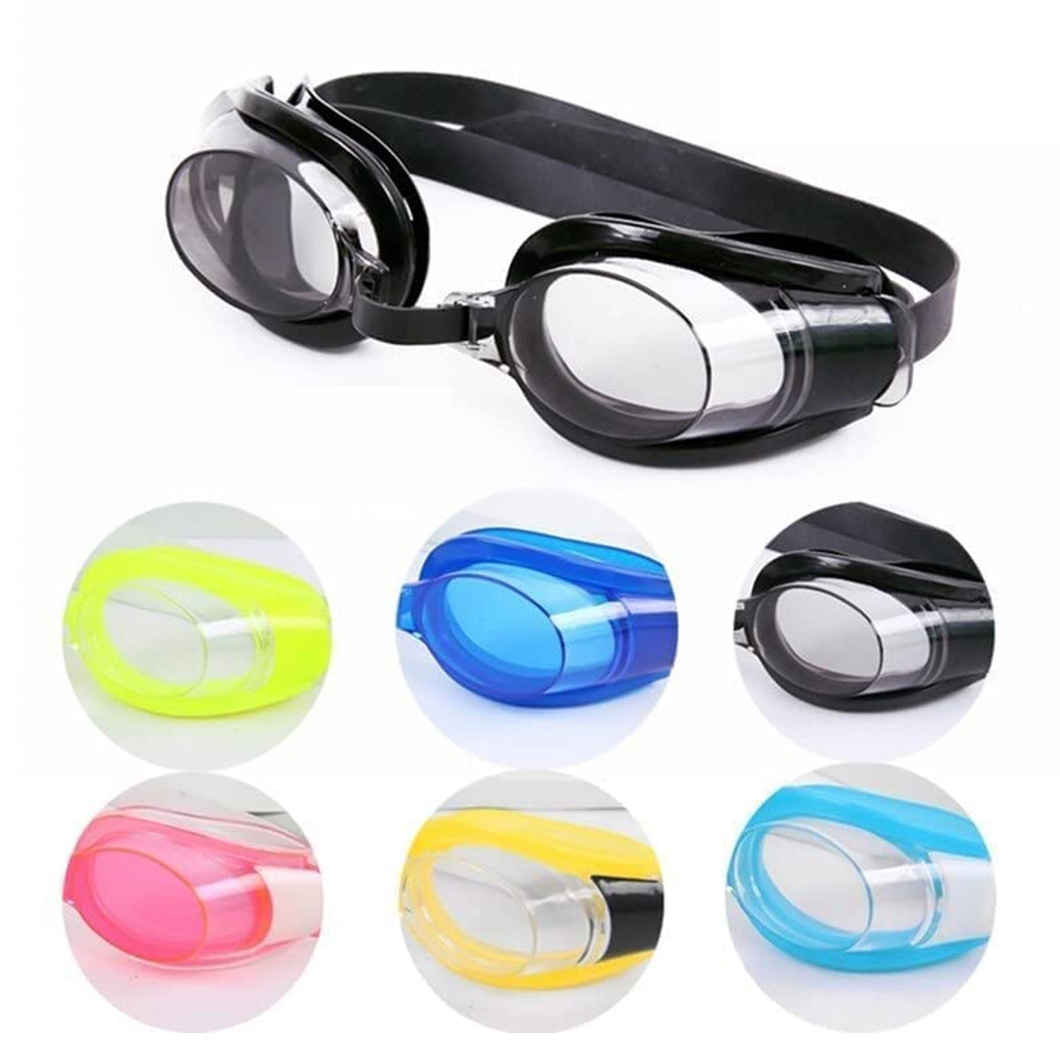 Swimming Goggles With Ear And Nose Plug Adjustable Clear Vision Anti-Fog Waterproof