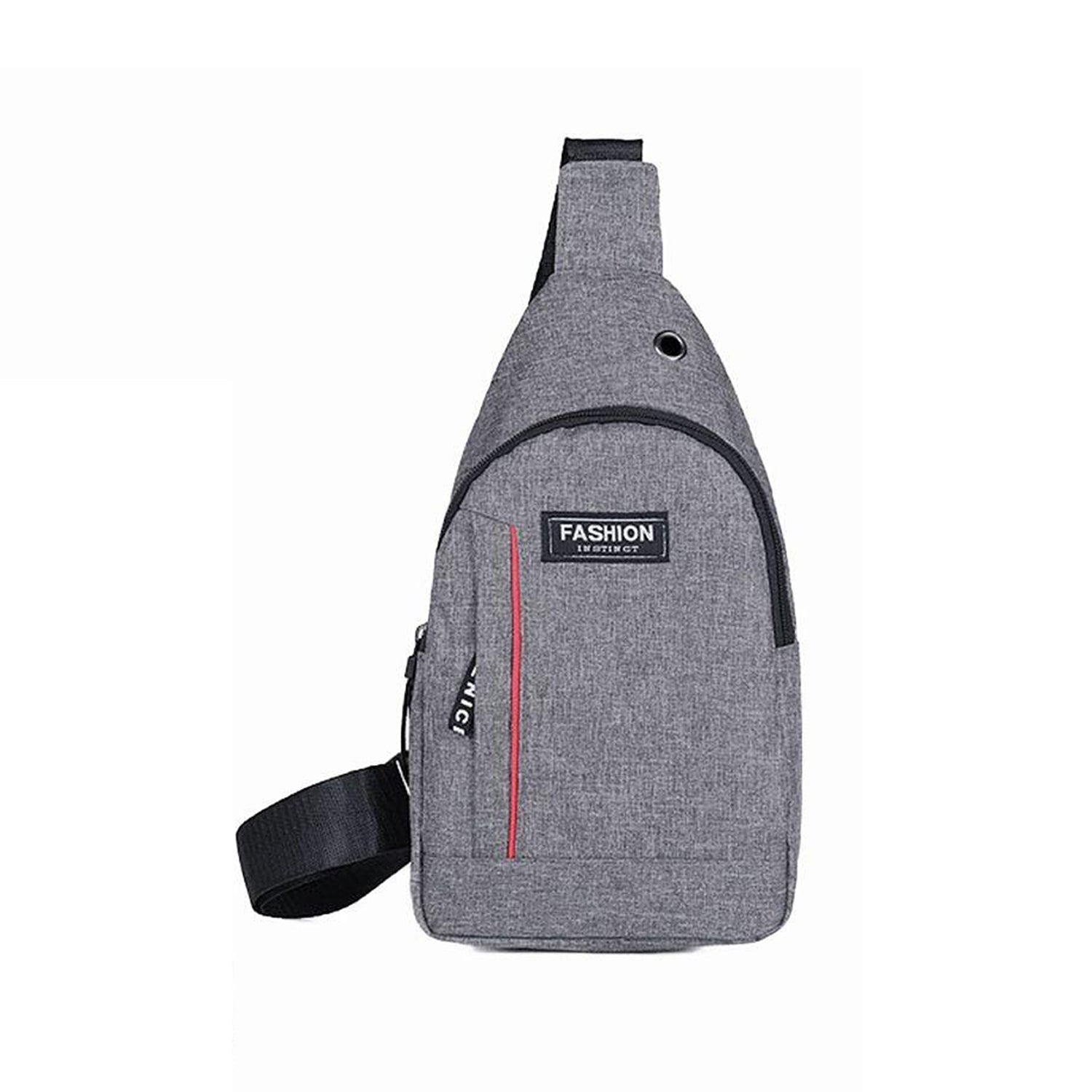 0323 grey Waterproof Anti Theft Crossbody fanny pack waist bag PU Leather Shoulder Bags Chest Men Casual fashion USB Charging earphone hook Sling Travel Messengers Bag