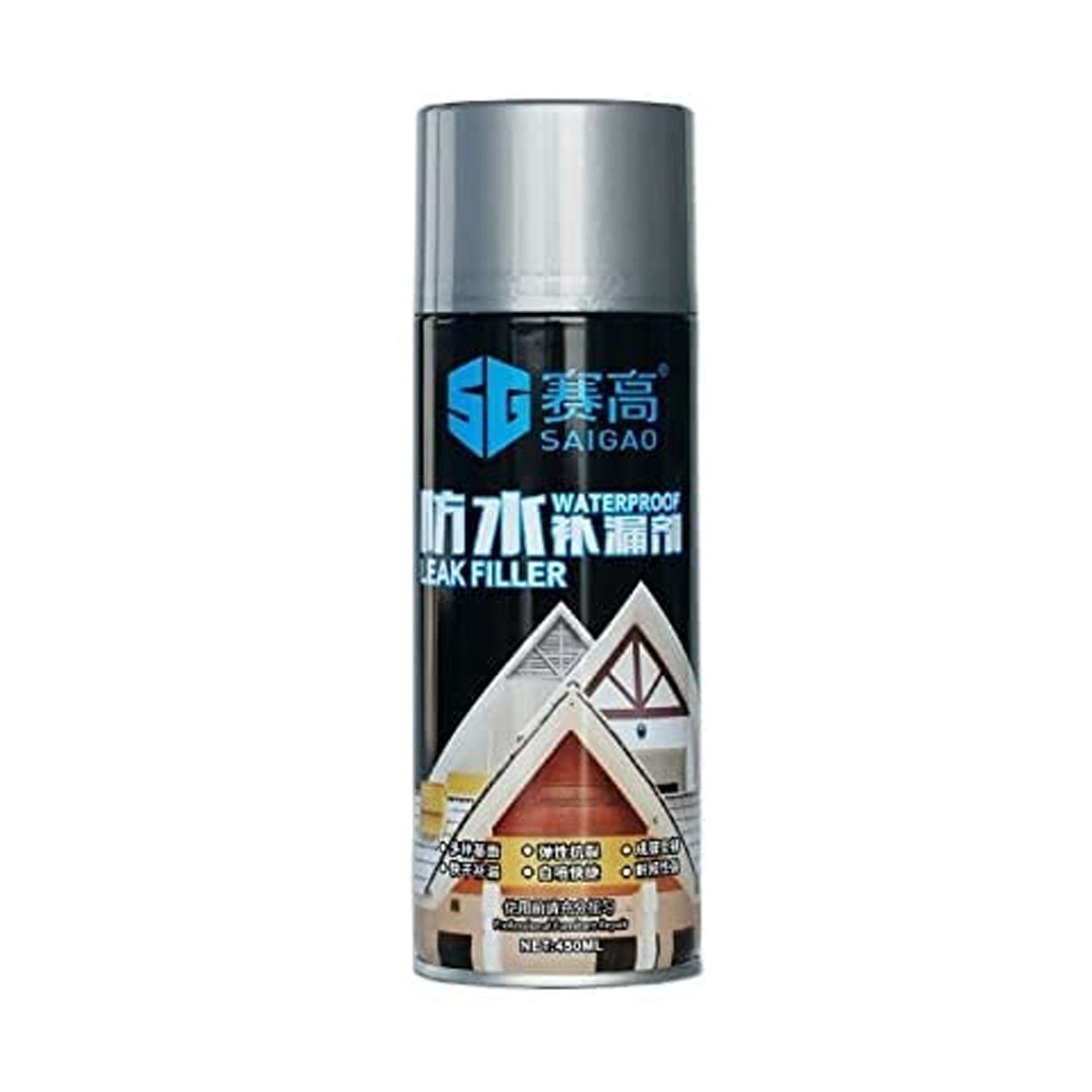 Waterproof Leak Filler Spray Rubber Flexx Repair & Sealant - Point to Seal Cracks Holes Leaks Corrosion More for Indoor Or Outdoor Use Black Paint (450 Ml)