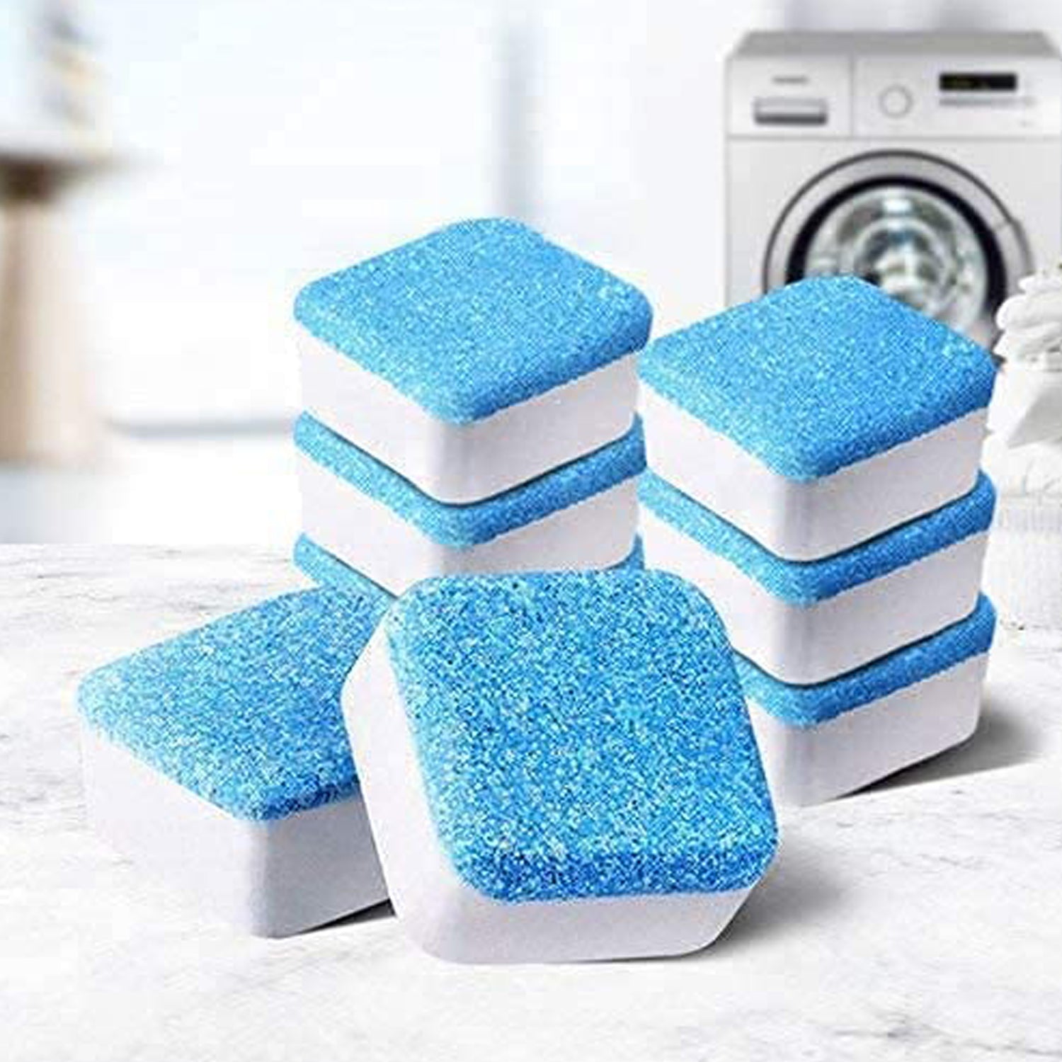 Washing Machine Effervescent Tablet Front and Top Load Machine Tablet for Perfectly Cleaning of Tub & Drum Stain Remover Washer Cleaner (12 Pcs Set)