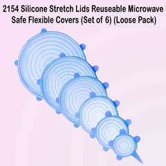 Silicone Stretch Lids Reuseable Microwave Safe Flexible Covers (Set of 6) (Loose Pack)