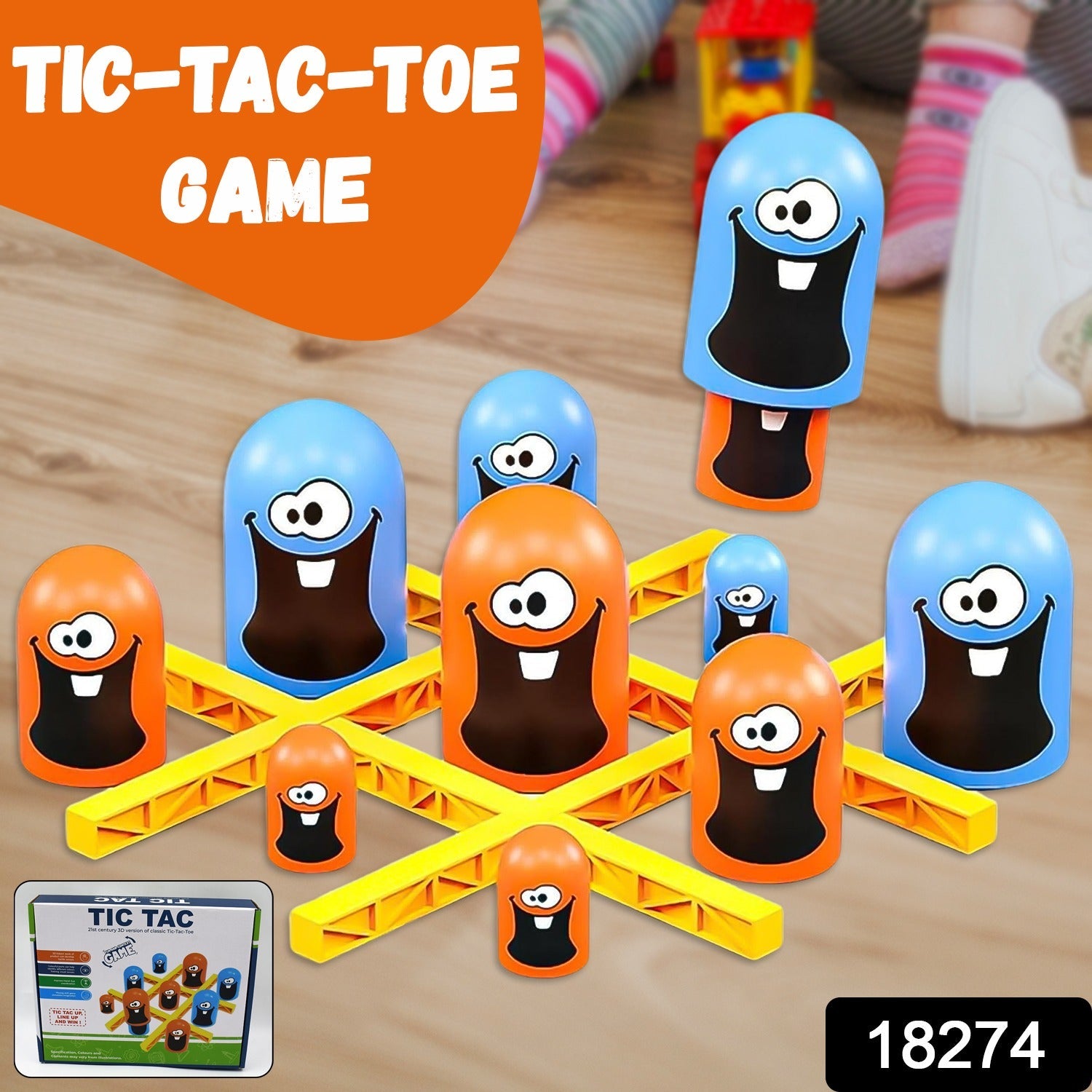 Tic-Tac-Toe Game, Gobble Game, Board Game Indoor (1 Set)