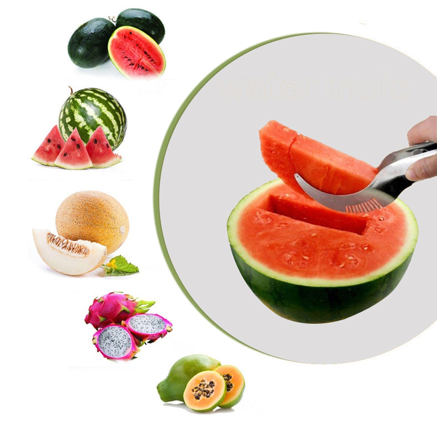 Watermelon Cantaloupe Slicer Stainless Steel Knife Corer Fruit Vegetable - Tools Kitchen Gadgets Melon Slicer Cutter Melon Fruit