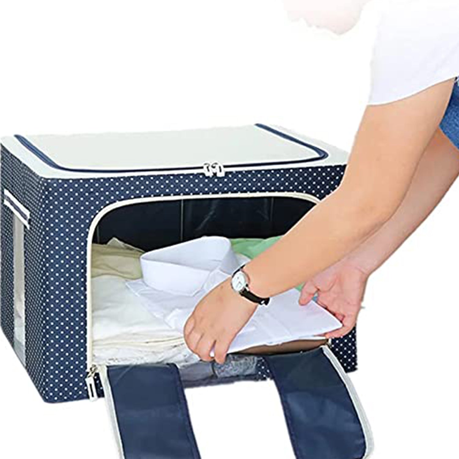 Foldable Steel Frame Clothes Storage Organizer Bag (66 Liters)