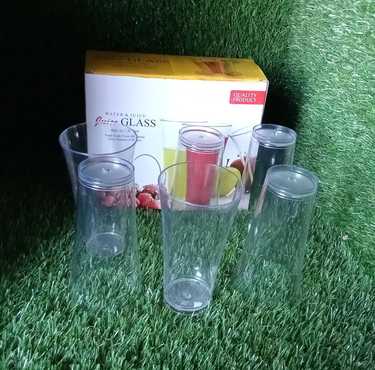 Stylish look Plastic Juicy Glass, Transparent Glasses Set 300ml (6pcs)