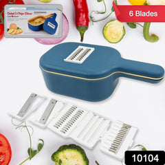 Vegetable Slicer Cutter - 6 Blades Kitchen Accessories, Tools & Appliances with Container & Handle (1 Set)