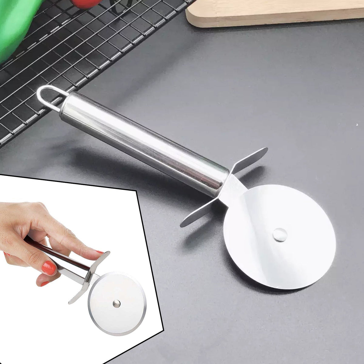 0831 Stainless Steal Pizza Cutter Pastry Cutter Sandwiches Cutter