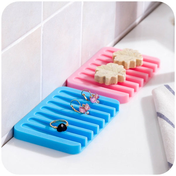 Silicone Soap Holder Soap Dish Stand Saver Tray Case for Shower