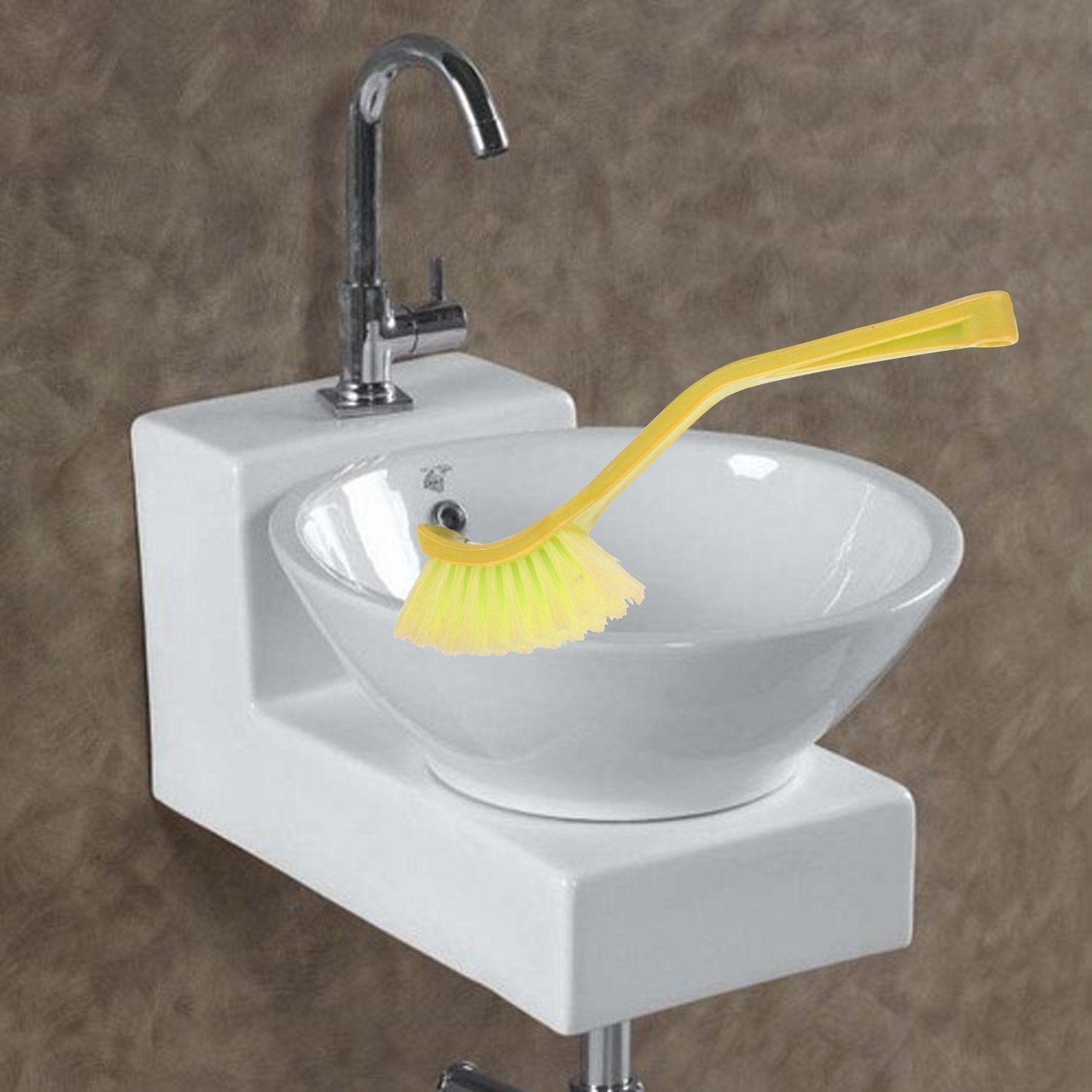 1375 Plastic Wash Basin/Toilet Seat Cleaning Brush (Multicolour)