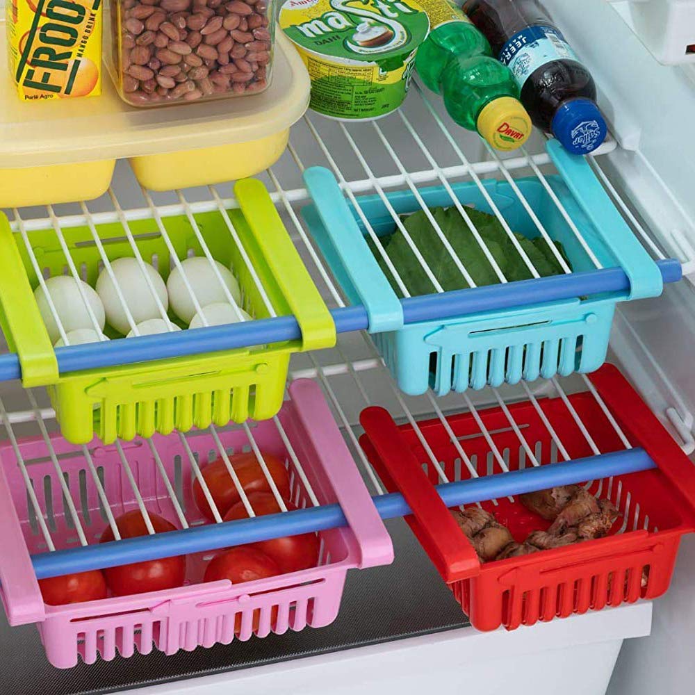 Virgin Freeze Storage Unbreakable Adjustable Multi Color Tray with Extra Storage | Easy to Remove, Easy to Clean | Pack of 4 Tray