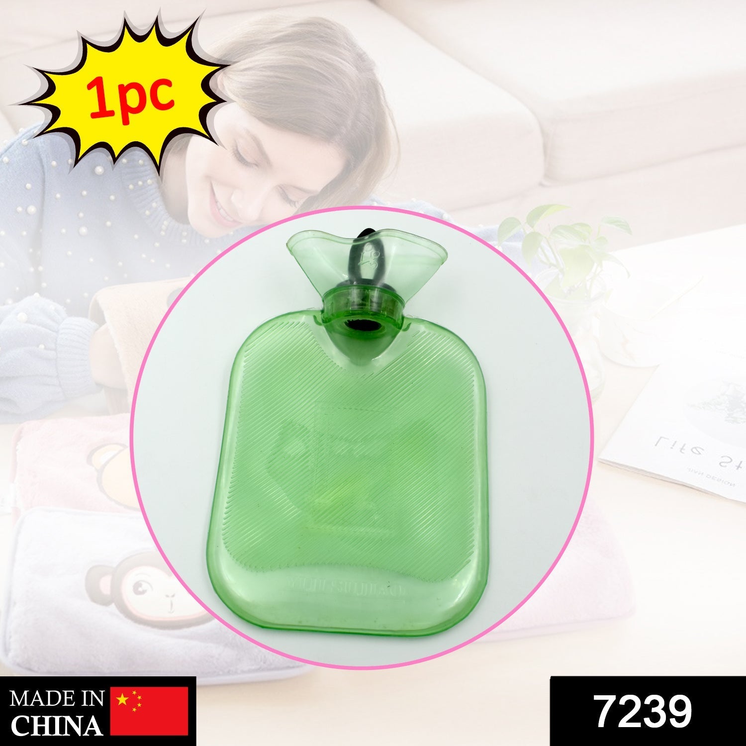 Transparent Personal Care Rubber Hot Water Heating Pad Bag for Pain Relief (Small)