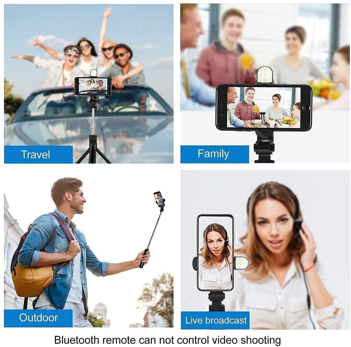 Selfie Stick Tripod with Bluetooth Remote and Flash 3-in-1