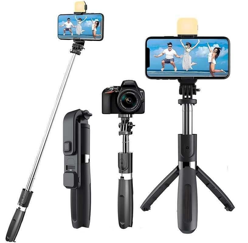 Selfie Stick Tripod with Bluetooth Remote and Flash 3-in-1