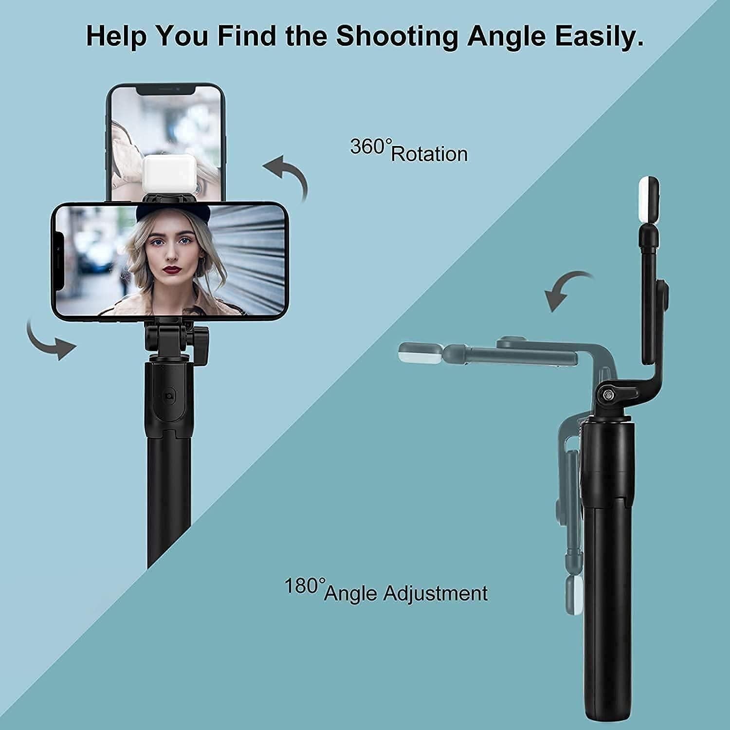 Selfie Stick Tripod with Bluetooth Remote and Flash 3-in-1