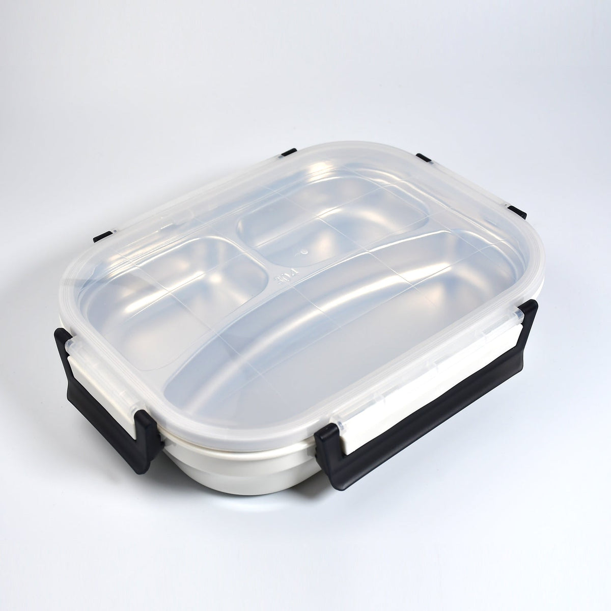 White Transparent Lunch Box for Kids and adults, Stainless Steel Lunch Box with 3 Compartments.