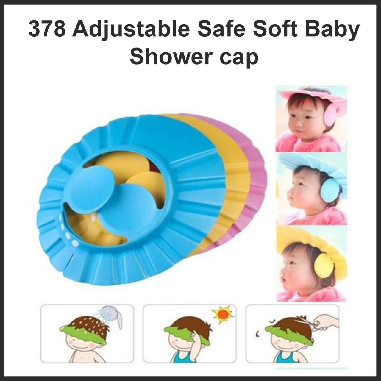 Adjustable Safe Soft Baby Shower cap