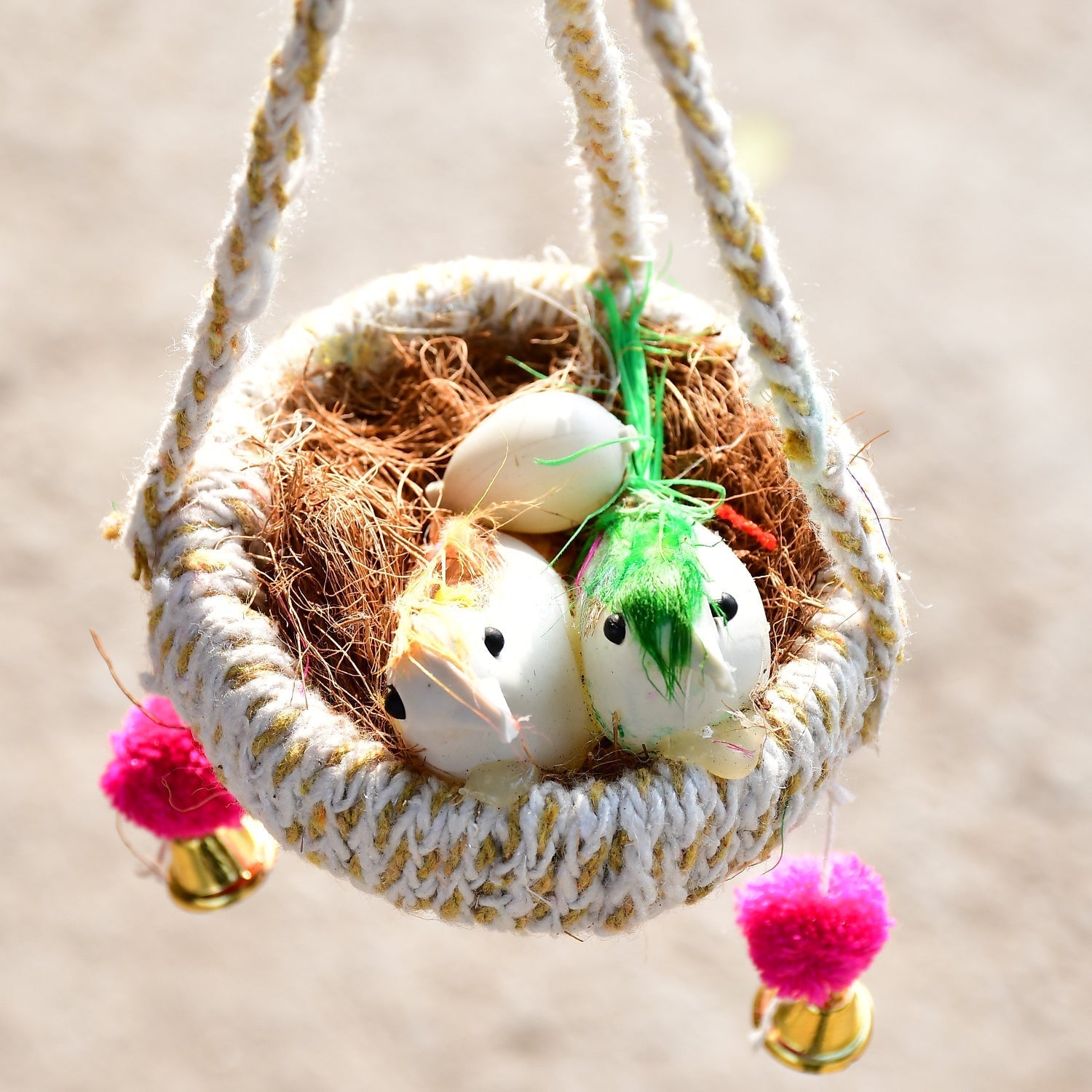 Artificial Jute Hanging Birds Nest Jhumar Chidiyan Ka Ghosla