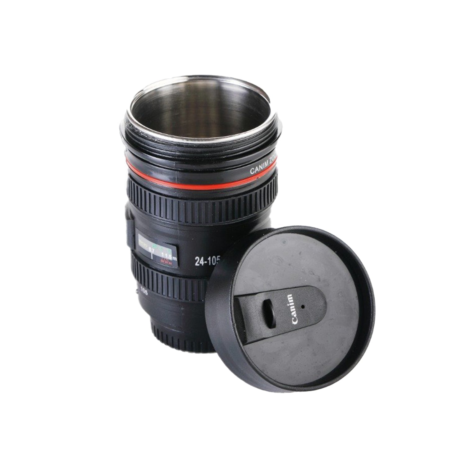 Camera Lens Shaped Coffee Mug Flask With Lid