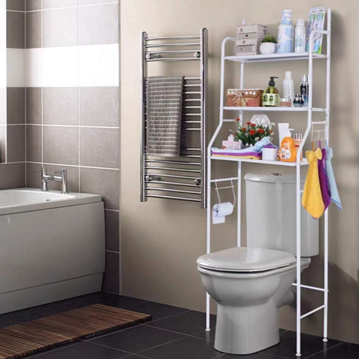 8803 Multi-layer The Toilet Storage Rack Metal  Bathroom Shelf Space Saving Organizer For Laundry Room Wash Basin Floor Stand