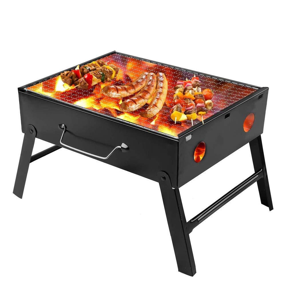 Folding Barbeque Charcoal Grill Oven (Black, Carbon Steel)