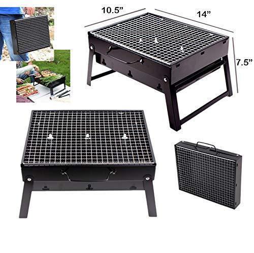 Folding Barbeque Charcoal Grill Oven (Black, Carbon Steel)