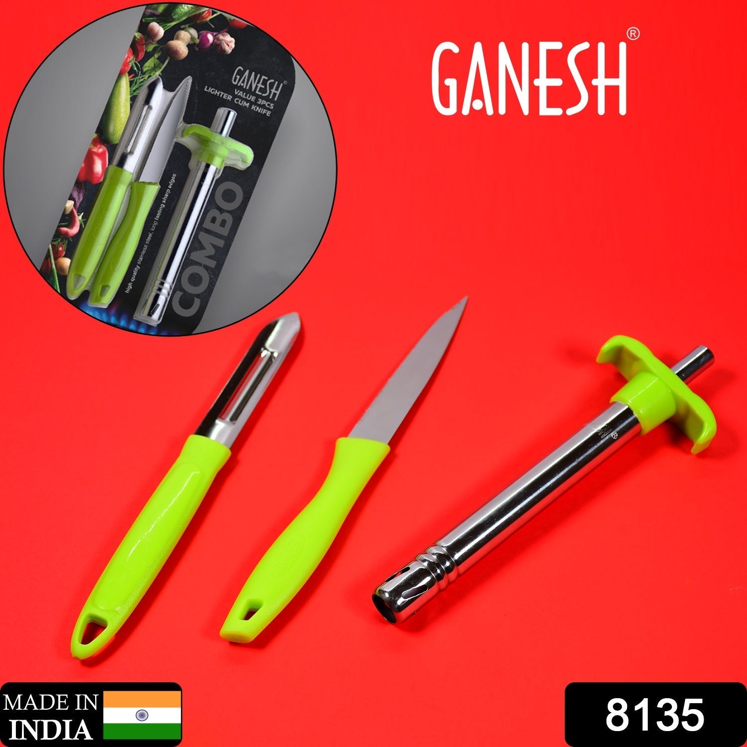 Ganesh 3pc Lighter Cum knife and peeler.