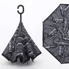 0233 Printed Travel Windproof Umbrella (Reverse Umbrella)