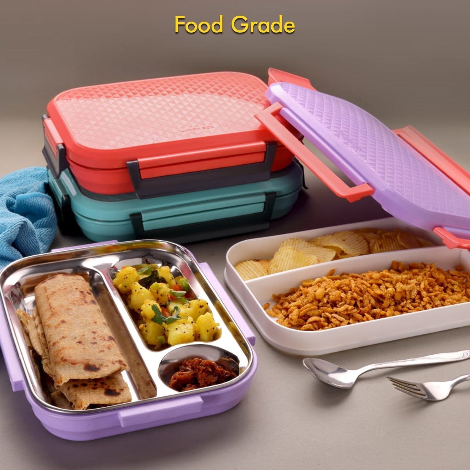 Kids’ School Lunch Box with Steel Plate