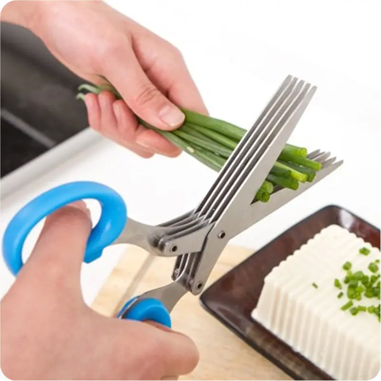 MULTIFUNCTION VEGETABLE STAINLESS STEEL HERBS SCISSOR WITH 5 BLADES