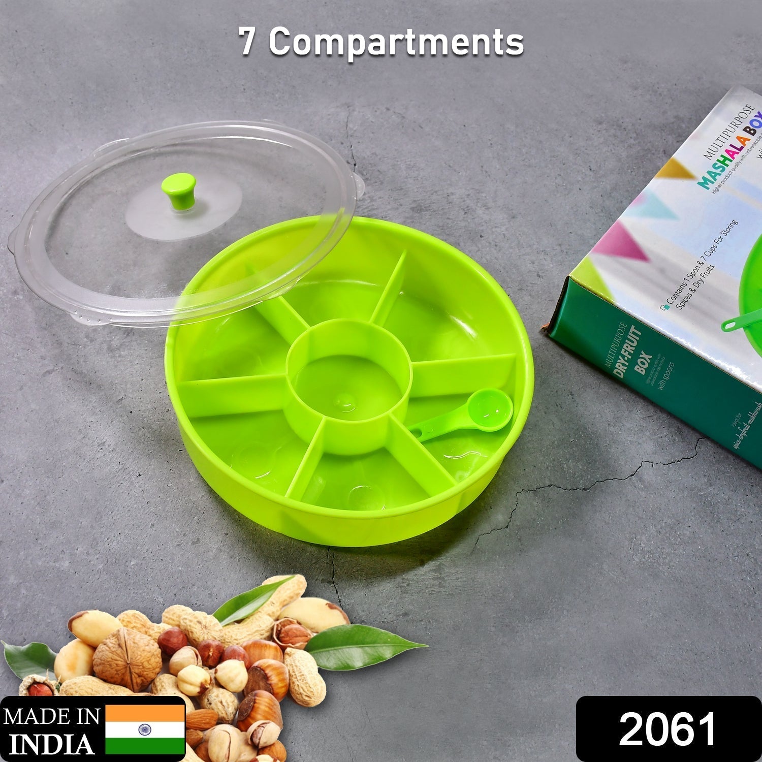 Multipurpose Dry-fruit and masala box with single spoon.