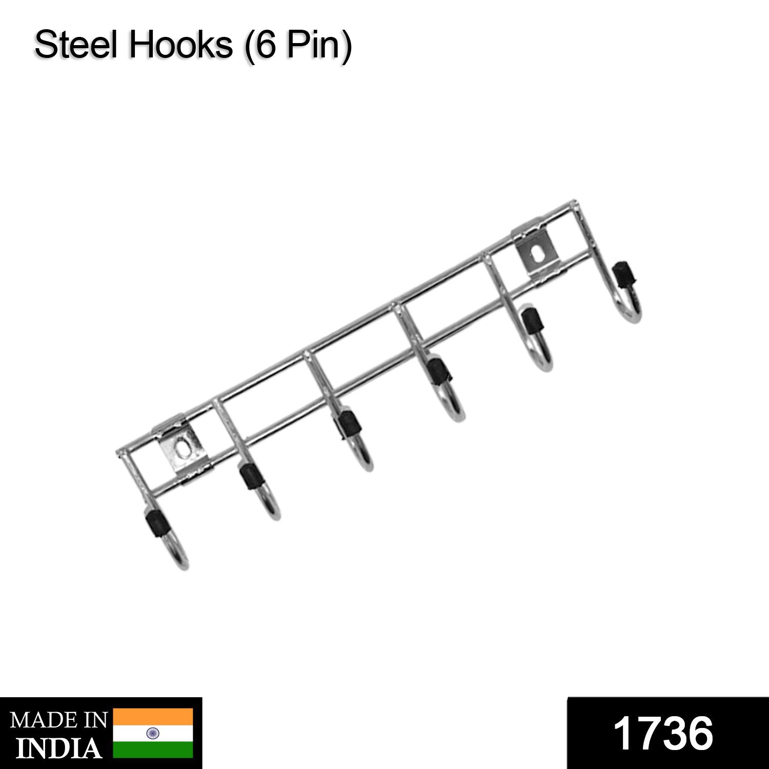 Multipurpose Stainless Steal Hanger Strip Hooks (6 Pin)