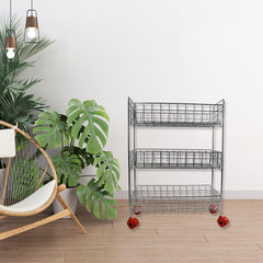 5360 Stainless Steel Fruit  Vegetable Stand Kitchen Trolley 3 Tier Kitchen Trolley  Fruit Basket  Vegetable Stand For Storage  Onion Potato Rack For Kitchen  Vegetable Rack For Kitchen