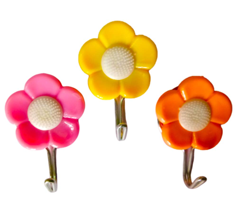 Plastic Self-Adhesive Flower Shape Hooks (Pack of 5)