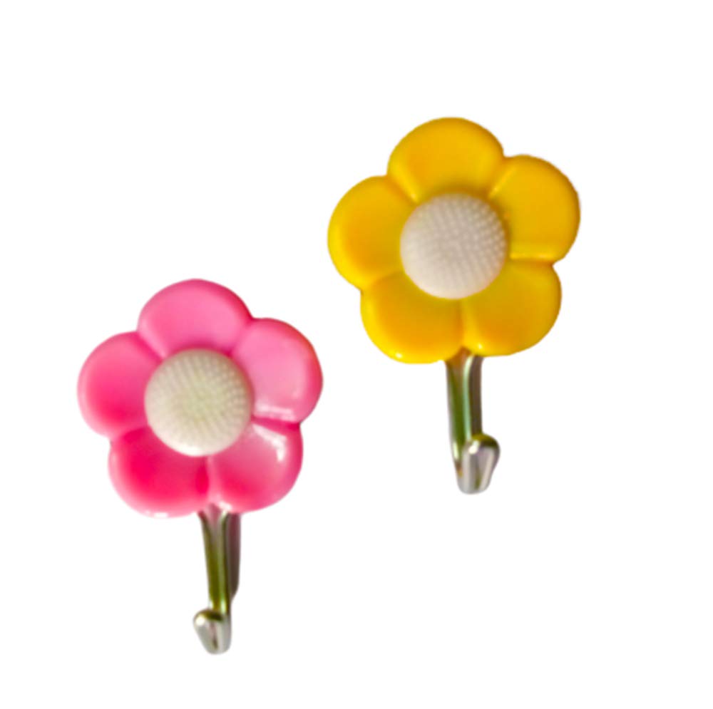 Plastic Self-Adhesive Flower Shape Hooks (Pack of 5)