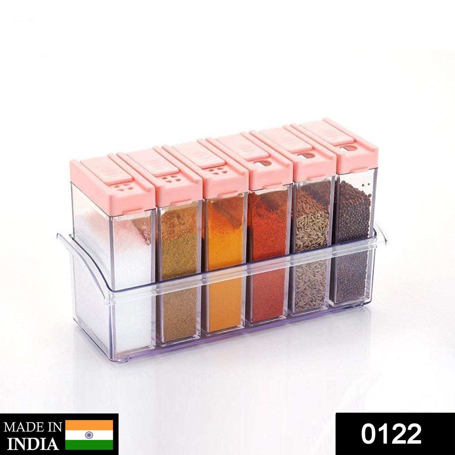 Plastic Spice Jars (6 pcs, 14x22x8cm, Multicolour)