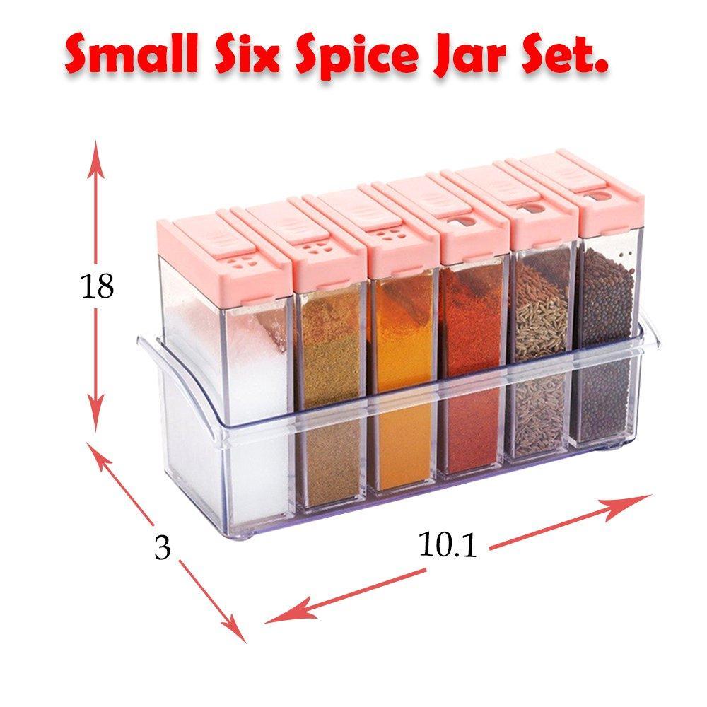 Plastic Spice Jars (6 pcs, 14x22x8cm, Multicolour)