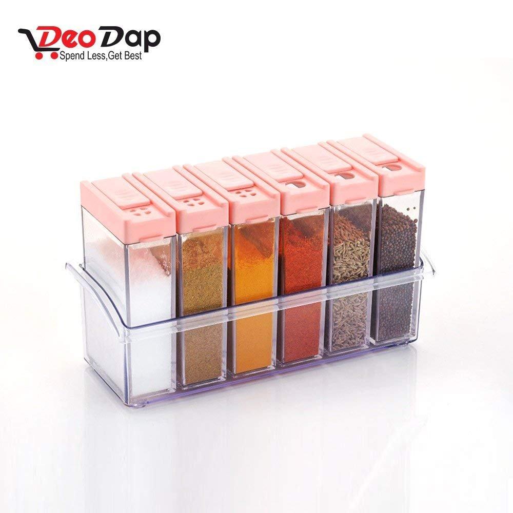 Plastic Spice Jars (6 pcs, 14x22x8cm, Multicolour)