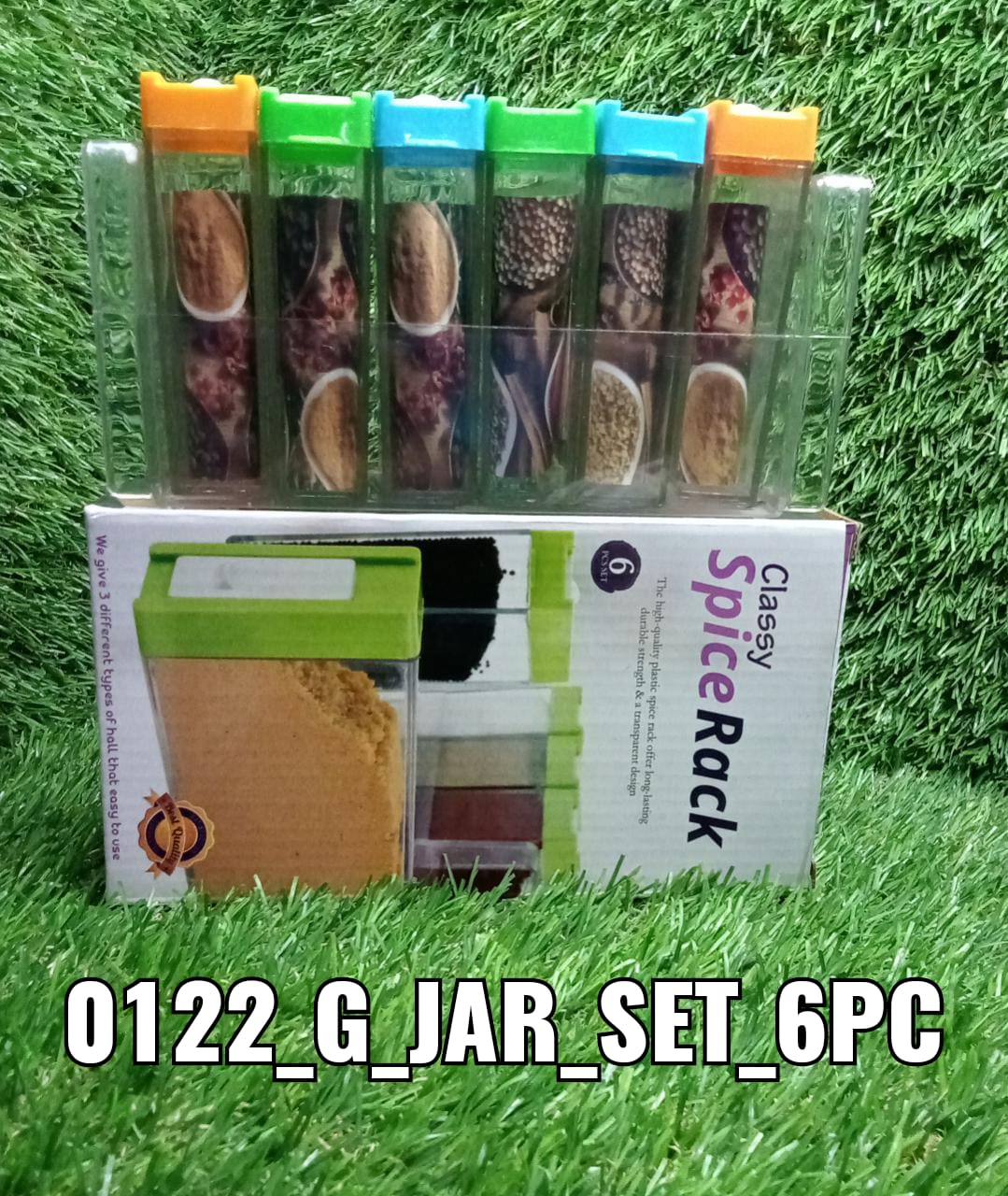 Plastic Spice Jars (6 pcs, 14x22x8cm, Multicolour)